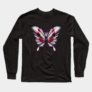 Steel Butterfly in Metallic Silver Long Sleeve T-Shirt